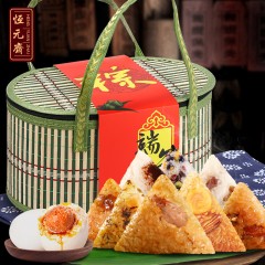 恒元斋   竹篮粽子礼盒装嘉兴特产 蛋黄鲜肉板栗豆沙粽 端午礼品团购