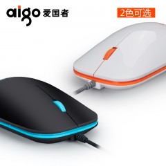 爱国者 鼠标有线台式机笔记本办公家用游戏电脑有线鼠标男女光电USB男女生小通用礼品物可爱巧灵活黑白 Q28