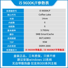 Intel/英特尔  酷睿i5 9600K盒装处理器i5 8400 8500 9600KF 9400F 电脑CPU