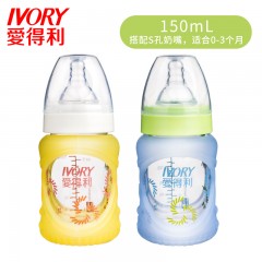 爱得利 高硼硅玻璃奶瓶新生儿带硅胶保护套装150+260L
