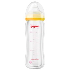 贝亲 M号奶嘴奶瓶宽口径玻璃自然实感240ml 黄AA71/绿AA70