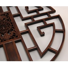 国产  家居装饰品工艺礼品玄关墙壁挂件实木中式茶室客厅东阳木雕圆形