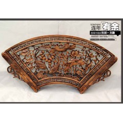 国产 木雕挂件 香樟木头雕刻画工艺品中式客厅墙壁背景实木质扇形