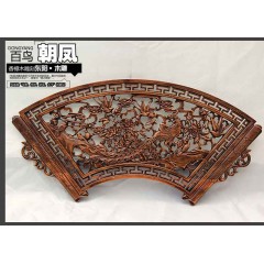 国产 木雕挂件 香樟木头雕刻画工艺品中式客厅墙壁背景实木质扇形