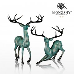 国产 纯铜鹿一对新中式家居装饰摆件工艺品客厅玄关风水招财开业礼品