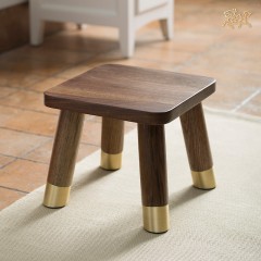 国产 铜师傅 铜木家具 梵高小板凳 美国黑胡桃 黄铜  木蜡油 创意摆件