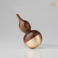 国产 铜师傅 铜木主义《不倒翁葫芦镇纸》 美国黑胡桃 黄铜 木蜡油