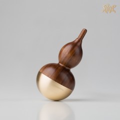 国产 铜师傅 铜木主义《不倒翁葫芦镇纸》 美国黑胡桃 黄铜 木蜡油