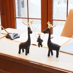 国产 美式麋鹿摆件创意软装简约酒柜北欧式风格家居装饰品客厅玄关室内