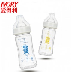 爱得利 玻璃宝宝奶瓶中硼硅婴儿玻璃奶瓶200mL宽口径 A45
