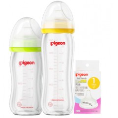 贝亲 玻璃宽口径新生婴儿奶瓶 自然实感S号奶嘴