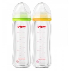 贝亲 M号奶嘴奶瓶宽口径玻璃自然实感240ml 黄AA71/绿AA70