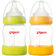贝亲  pigeon宽口径PP奶瓶160ml 黄色AA81/绿色AA80