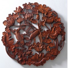 国产 木雕挂件 香樟木头雕刻画工艺品中式客厅实木质艺术年年有余