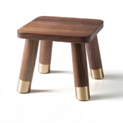 国产 铜师傅 铜木家具 梵高小板凳 美国黑胡桃 黄铜  木蜡油 创意摆件