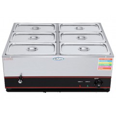 国产 商用电热保温汤池不锈钢快餐保温台食堂多格售菜售饭台快餐车