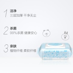 舒洁  LINE湿巾纸品除菌洁肤家庭装60片 更柔和