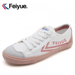 feiyue/飞跃 低帮帆布鞋女学生休闲鞋子皮革拼接小白鞋2083
