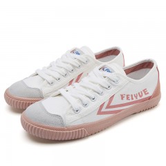 feiyue/飞跃 低帮帆布鞋女学生休闲鞋子皮革拼接小白鞋2083