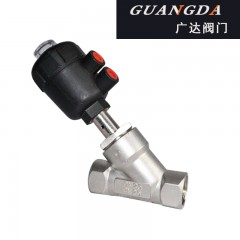 国产 不锈钢角座阀气动蒸汽耐高温耐腐蚀塑料头Y型常闭丝扣