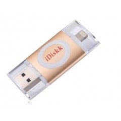 IDISKK U003苹果手机U盘64G苹果官方MFI认证IPHONE/IPAD手机电脑两用U盘土豪金