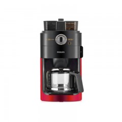 飞利浦 PHILIPS 咖啡机 家用磨豆机全自动磨粉机双豆槽带预约功能非胶囊咖啡壶HD7762/50炫光红