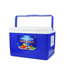 佰伶佰俐 车载加厚保温箱冷藏箱家用野餐烧烤户外钓鱼冷热两用便携保鲜箱11升加强版蓝色