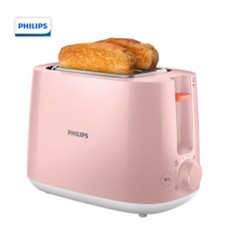 飞利浦 PHILIPS 多士炉吐司机全自动家用烤面包机内置烘烤架带防尘盖HD2584/50粉色