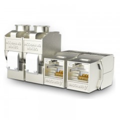 ☆安普康 AMPCOM 六类屏蔽网络模块免打 千兆网线锌合金外壳工程级50U镀金 AMCAT6B008