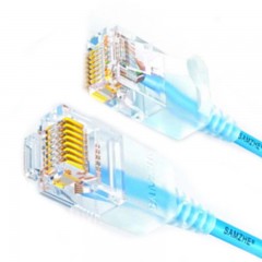 ☆山泽 SAMZHE 超六类细径CAT6A高纯无氧铜网络跳线 8芯双绞高速超6类RJ45网络线 5米蓝色 SZL-9050