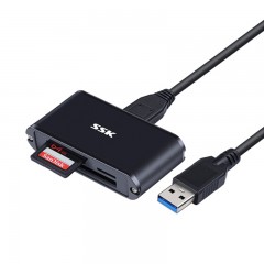 ☆飚王 SSK 多功能合一读卡器高速USB3.0读写支持TF手机存储卡SD/CF单反相机卡金属材质SCMR630