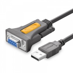 绿联 usb转串口线 9针串口转usb-232com口PL2303usb转rs232串口母数据线转接线DB9电脑扫描仪打印机pos机通用  20201