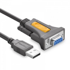 绿联 usb转串口线 9针串口转usb-232com口PL2303usb转rs232串口母数据线转接线DB9电脑扫描仪打印机pos机通用  20201