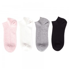 ☆苏宁极物 5双装 女士抗菌防臭双针全棉船袜 浅灰色