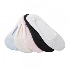 ☆苏宁极物 5双装 女式宽脚尖不易滑落隐形袜 浅灰+卡其+浅粉+浅蓝+黑色 JWW1801