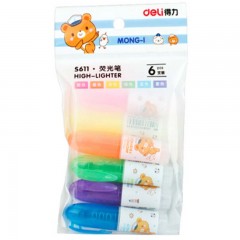 得力 S611荧光笔(混)(6支/袋)  6袋起订(单位：袋）