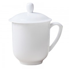 陶相惠-茶杯-办公杯陶瓷杯纯白骨瓷盖杯商务会议杯宾馆酒店开会水杯（定制另收费）-单位：个