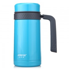 哈尔斯 304不锈钢雅士办公保温杯有手柄男女商务保温杯带茶隔450ML  LBG-450-1