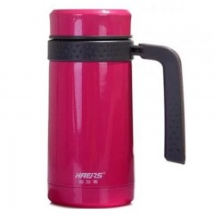 哈尔斯 304不锈钢雅士办公保温杯有手柄男女商务保温杯带茶隔450ML  LBG-450-1