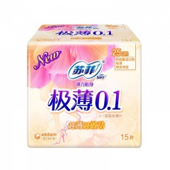 苏菲 卫生巾弹力贴身极薄0.1量多日用15片*3包棉柔组合