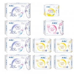 ABC  卫生巾女整箱棉柔亲肤日夜用组合装姨妈巾10包A1