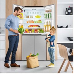 奥马 HOMA 403升大容量十字对开门冰箱冷藏周期化霜电脑控温高速率制冷银色BCD-403DH