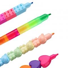 递乐 3329 可爱造型多节荧光笔 6色/组 （单位：组）