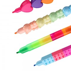 递乐 3329 可爱造型多节荧光笔 6色/组 （单位：组）