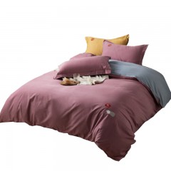 罗莱-LUOLAI-家纺-四件套秋冬保暖磨毛四件套全棉床单被套枕套-床上用品-送你一朵小红花-绛红色-1.8米床(被套220x250cm)-单位：件