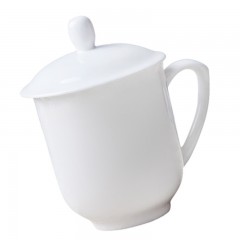 陶相惠-茶杯-办公杯陶瓷杯纯白骨瓷盖杯商务会议杯宾馆酒店开会水杯（定制另收费）-单位：个