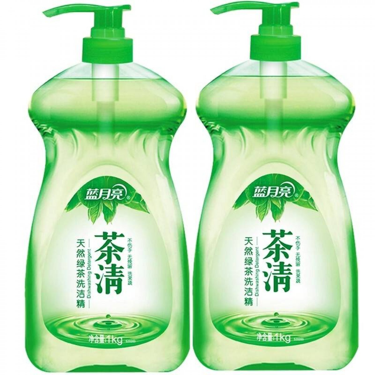 蓝月亮 洗洁精1kg*2瓶 绿茶清香天然安全 奶瓶餐具果蔬安心洗 厨房清洁洗洁精 单位：瓶