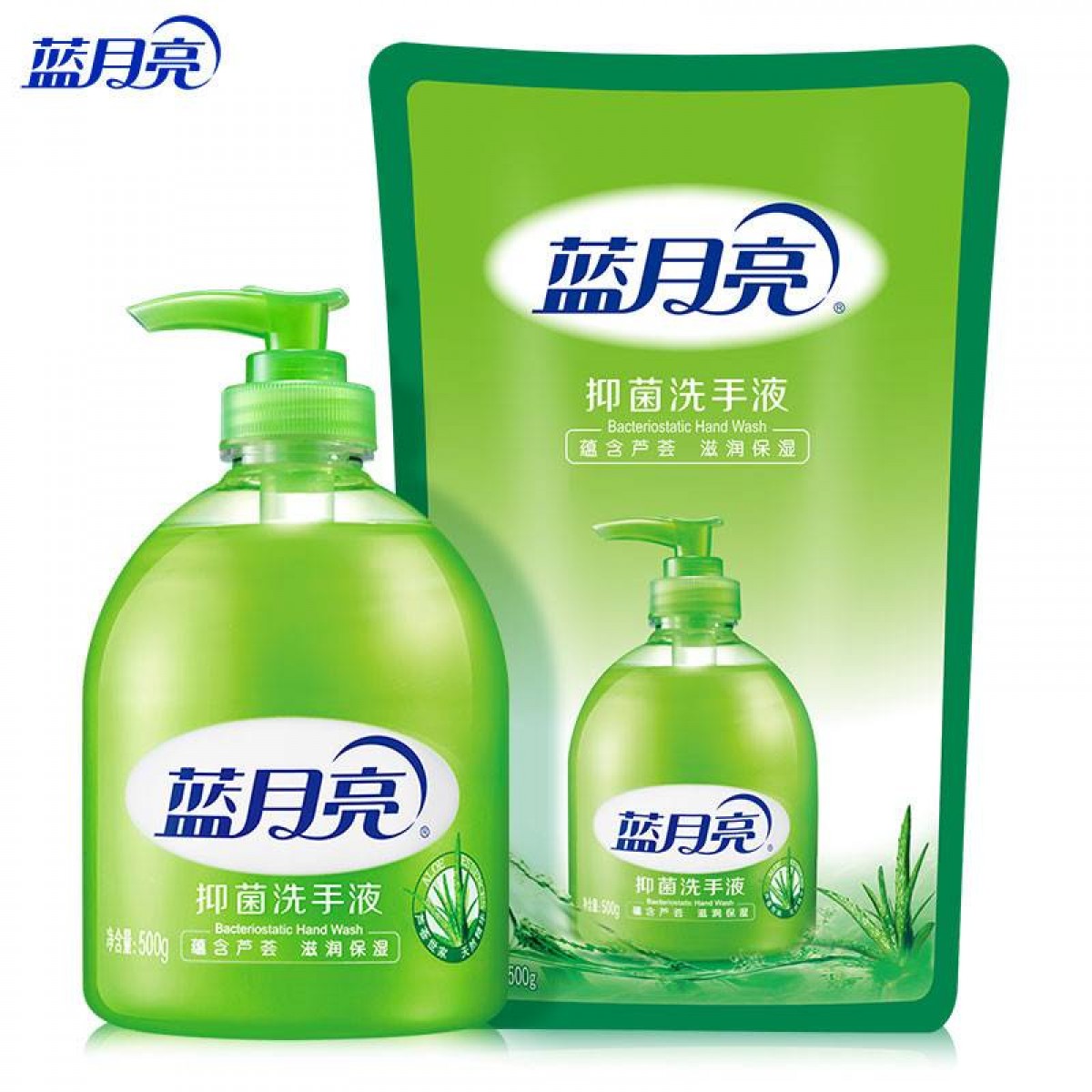 蓝月亮 芦荟抑菌洗手液 500g瓶+500g袋装补充液 单位：组 1箱起订 6组/箱