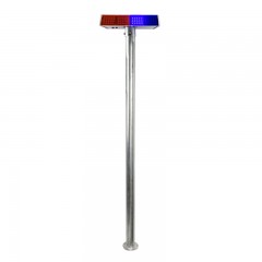 虎鲸消防 太阳能爆闪灯道路施工警示灯 固定立柱式+交通警示灯 LED红蓝爆闪路障灯