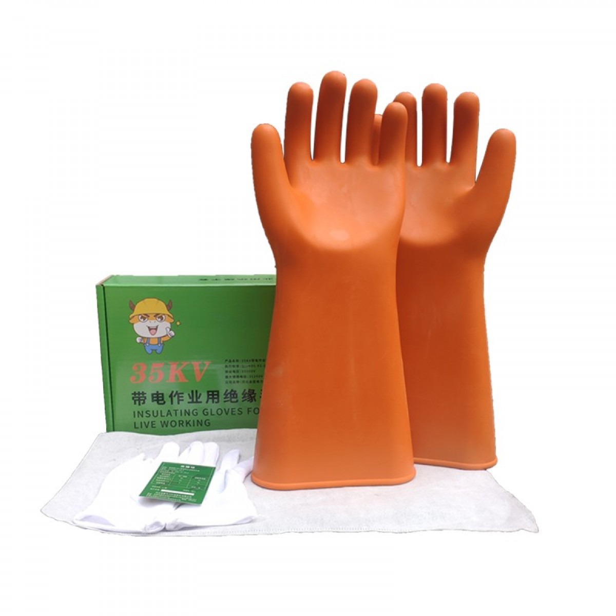 金能电力 绝缘手套高压35kv橡胶防带电作业电工专用220V380V低压薄款 35kv掌形 单位：付